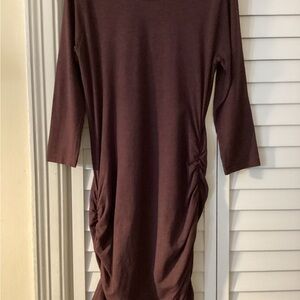 Lululemon Burgundy Ruched Dress 3/4 Sleeves approx size 6-8